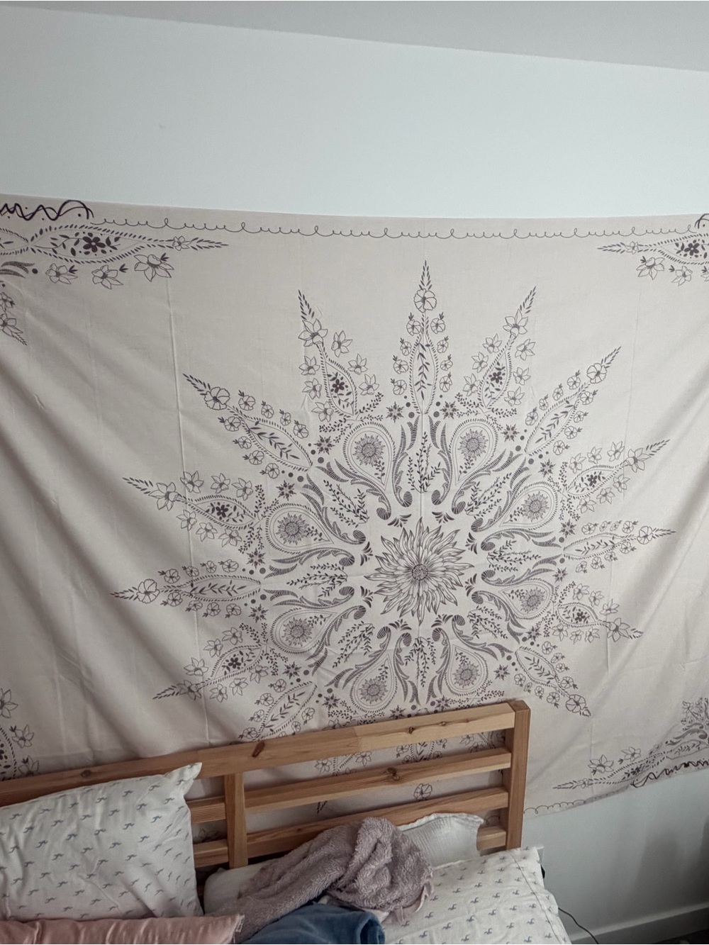 Amazon Boho Mandala Tapestry in Cream and Taupe